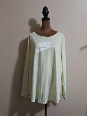 Nike Mint Green Long Sleeve Shirt with White Swoosh